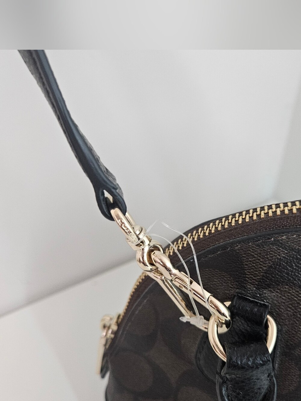 Coach Cora Dome Bag Brown Black Signature Cs Coated Canvas Satchel Mini Purse - Picture 3 of 14